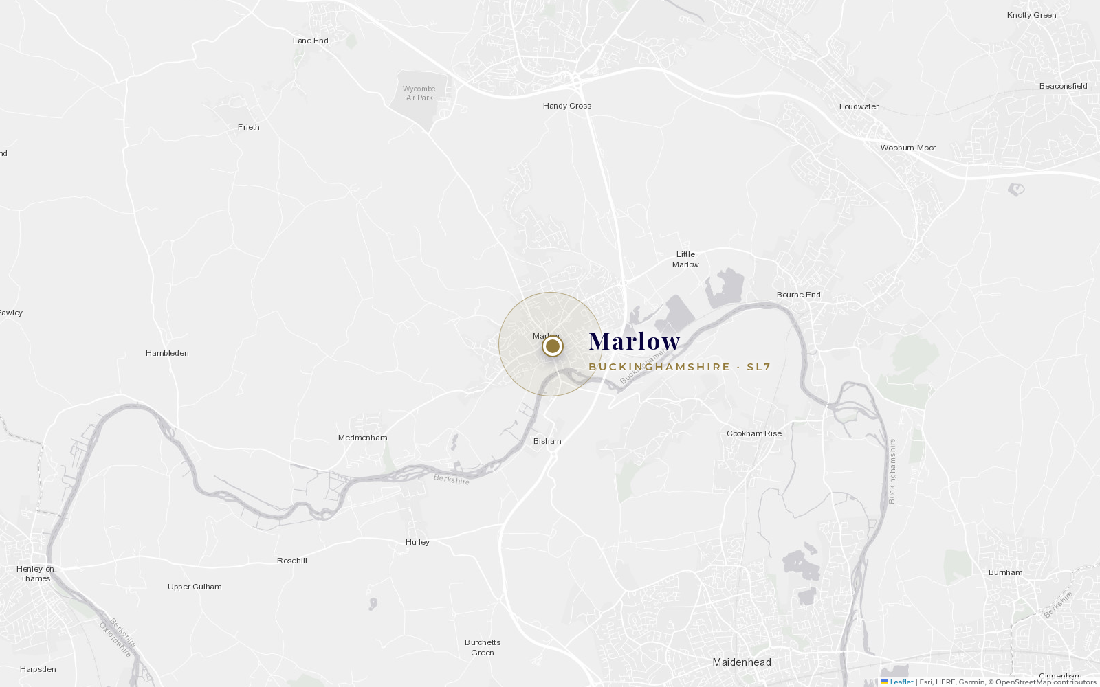Map of Marlow and the surrounding area with postcode district SL7 marked
